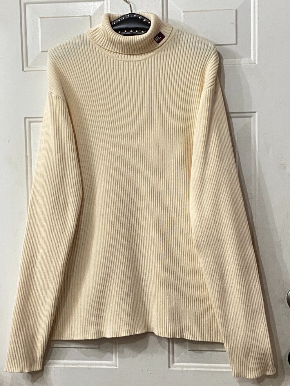 VTG Ralph Lauren Polo Jeans Co. Mens Sz XXL Sweater Turtleneck Ivory Rib Cotton